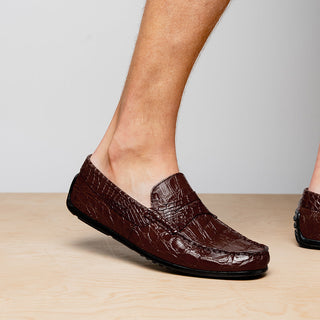 Zelli Italia Monza Men's Shoes Nicotine Crocodile Skin Driver (ZEL1043)