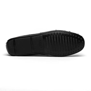 Zelli Italia Monza Men's Shoes Black Ostrich Skin Driver (ZEL1047)