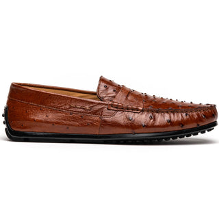 Zelli Italia Monza Men's Shoes Brandy Ostrich Skin Driver (ZEL1045)