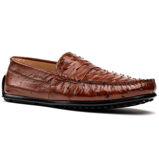 Zelli Italia Monza Men's Shoes Brandy Ostrich Skin Driver (ZEL1045)