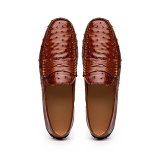 Zelli Italia Monza Men's Shoes Brandy Ostrich Skin Driver (ZEL1045)