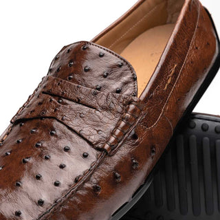 Zelli Italia Monza Men's Shoes Brown Ostrich Skin Driver (ZEL1047)