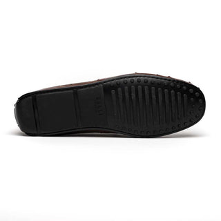 Zelli Italia Monza Men's Shoes Brown Ostrich Skin Driver (ZEL1047)