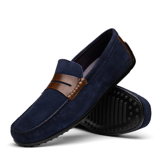 Zelli Italia Monza Men's Shoes Navy & Chesnut Calf-Skin Suede Driver (ZEL1045)