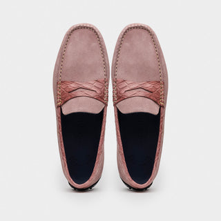 Zelli Italia Monza Men's Shoes Candy Calf-Skin Suede & Crocodile Skin Driver (ZEL1044)