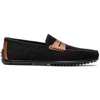Zelli Italia Monza Men's Shoes Black & Chestnut Calf-Skin Suede Driver (ZEL1045)