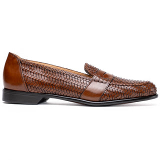 Zelli Italia Nicola Men's Shoes Cognac Woven Calf-Skin Leather Penny Loafer (ZEL1021)