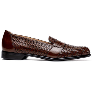 Zelli Italia Nicola Men's Shoes Brown Woven Calf-Skin Leather Penny Loafer (ZEL1021)