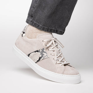 Zelli Italia Olympias Men's Shoes Gray Python Skin / Suede Goat-Skin Sneaker (ZEL1058)