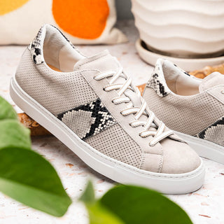 Zelli Italia Olympias Men's Shoes Gray Python Skin / Suede Goat-Skin Sneaker (ZEL1058)