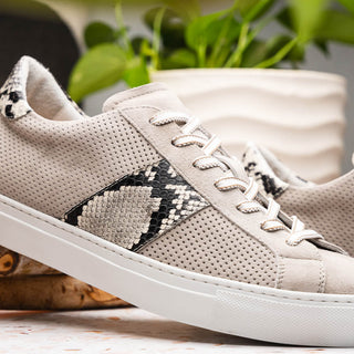 Zelli Italia Olympias Men's Shoes Gray Python Skin / Suede Goat-Skin Sneaker (ZEL1058)