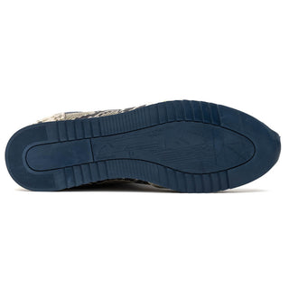 Zelli Italia Peri Men's Shoes Black & White Python Print Calf-Skin Leather Sneaker (ZEL1055)