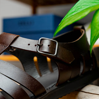 Zelli Italia Pesca Men’s Shoes Brown Calf-Skin Leather Fisherman Sandal (ZEL1010)