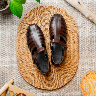 Zelli Italia Pesca Men’s Shoes Brown Calf-Skin Leather Fisherman Sandal (ZEL1010)
