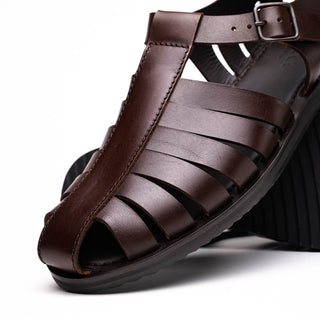 Zelli Italia Pesca Men’s Shoes Brown Calf-Skin Leather Fisherman Sandal (ZEL1010)