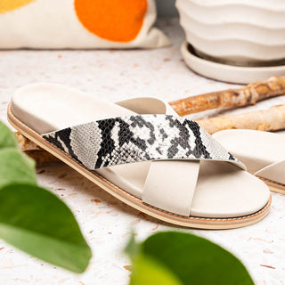 Zelli Italia Rena Men’s Shoes Taupe Python Print / Goat-Skin Leather Sandal (ZEL1012)