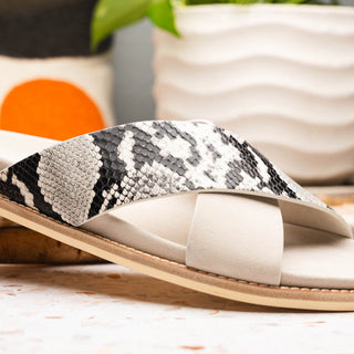 Zelli Italia Rena Men’s Shoes Taupe Python Print / Goat-Skin Leather Sandal (ZEL1012)