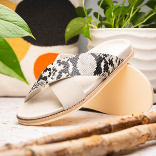 Zelli Italia Rena Men’s Shoes Taupe Python Print / Goat-Skin Leather Sandal (ZEL1012)