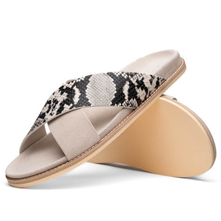 Zelli Italia Rena Men’s Shoes Taupe Python Print / Goat-Skin Leather Sandal (ZEL1012)