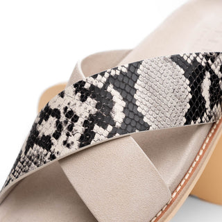 Zelli Italia Rena Men’s Shoes Taupe Python Print / Goat-Skin Leather Sandal (ZEL1012)