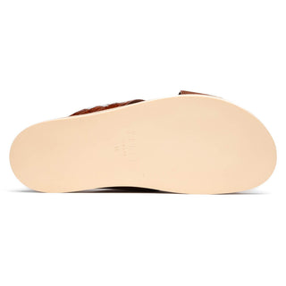 Zelli Italia Rena Men’s Shoes Cognac Crocodile Print / Goat-Skin Leather Sandal (ZEL1013)