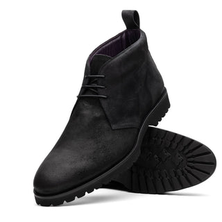 Zelli Italia Rezza Men's Shoes Black Calf-Skin Suede Chukka Boot (ZEL1065)