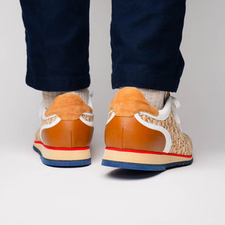 Zelli Italia Ripi Men's Shoes Brown & White Woven Calf-Skin Leather Sneaker (ZEL1056)