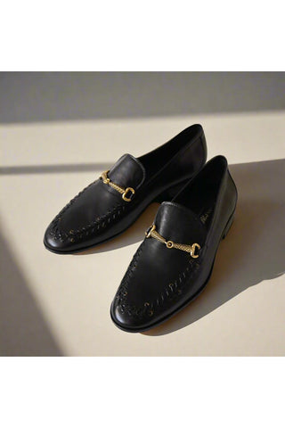 Roberto Cavalli 22505-A Black Calf-Skin Leather Horsebit Loafers (RC1005)-AmbrogioShoes