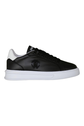 Roberto Cavalli 22535 Black Calf-Skin Leather Casual Sneakers (RC1000)-AmbrogioShoes