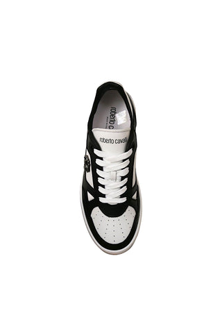 Roberto Cavalli 22536-B Black & White Calf-Skin Leather Casual Sneakers (RC1004)-AmbrogioShoes