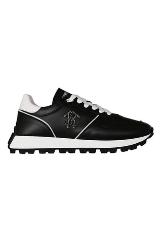 Roberto Cavalli 22541-A Black Calf-Skin Leather Casual Sneakers (RC1003)-AmbrogioShoes