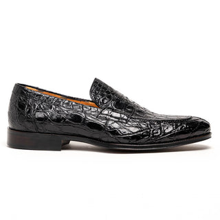 Zelli Italia Roma Men's Shoes Black Crocodile Skin Penny Loafer (ZEL1003)
