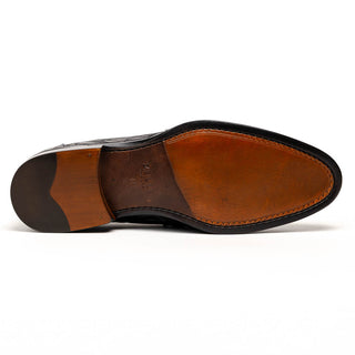 Zelli Italia Roma Men's Shoes Black Crocodile Skin Penny Loafer (ZEL1003)