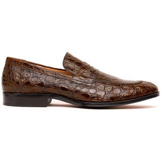 Zelli Italia Roma Men's Shoes Cognac Crocodile Skin Penny Loafer (ZEL1003)