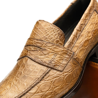 Zelli Italia Roma Men's Shoes Taupe Crocodile Skin Penny Loafer (ZEL1003)