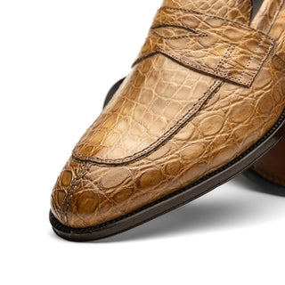 Zelli Italia Roma Men's Shoes Taupe Crocodile Skin Penny Loafer (ZEL1003)