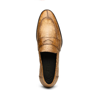 Zelli Italia Roma Men's Shoes Taupe Crocodile Skin Penny Loafer (ZEL1003)