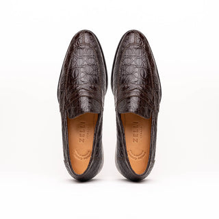 Zelli Italia Roma Men's Shoes Nicotine Crocodile Skin Penny Loafer (ZEL1003)