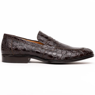 Zelli Italia Roma Men's Shoes Nicotine Crocodile Skin Penny Loafer (ZEL1003)