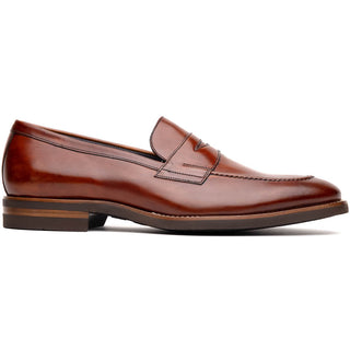 Zelli Italia Roma Men's Shoes Cognac Burnished Calf-Skin Leather Penny Loafer (ZEL1019)