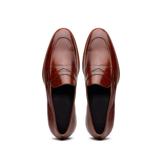 Zelli Italia Roma Men's Shoes Cognac Burnished Calf-Skin Leather Penny Loafer (ZEL1019)
