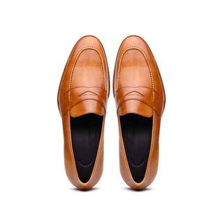 Zelli Italia Roma Men's Shoes Camel Burnished Calf-Skin Leather Penny Loafer (ZEL1019)