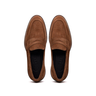 Zelli Italia Roma Men's Shoes Tobacco Suede Leather Penny Loafer (ZEL1032)