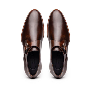 Zelli Italia Roman Men's Shoes Chestnut Calf-Skin Leather Single Monk-Strap (ZEL1076)