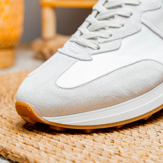 Zelli Italia Roxi Men's Shoes White Suede & Calf-Skin Leather Sneaker (ZEL1078)