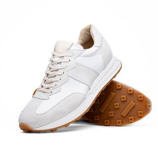 Zelli Italia Roxi Men's Shoes White Suede & Calf-Skin Leather Sneaker (ZEL1078)