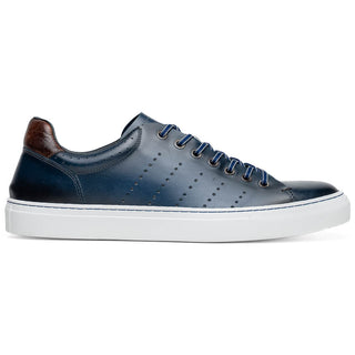Zelli Italia Russo Men's Shoes Navy Burnished Calf-Skin Leather Sneaker (ZEL1050)