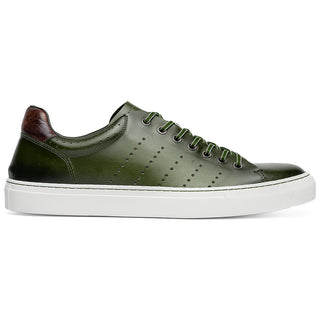 Zelli Italia Russo Men's Shoes Olive Burnished Calf-Skin Leather Sneaker (ZEL1050)