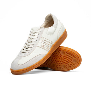 Zelli Italia Shizzo Men's Shoes White Suede & Calf-Skin Leather Signature Sneaker (ZEL1049)