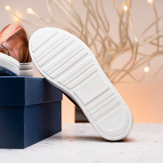 Zelli Italia Spettacolare Men's Shoes Cognac Pebble Grain Calf-Skin Leather Slip-On Sneaker (ZEL1051)